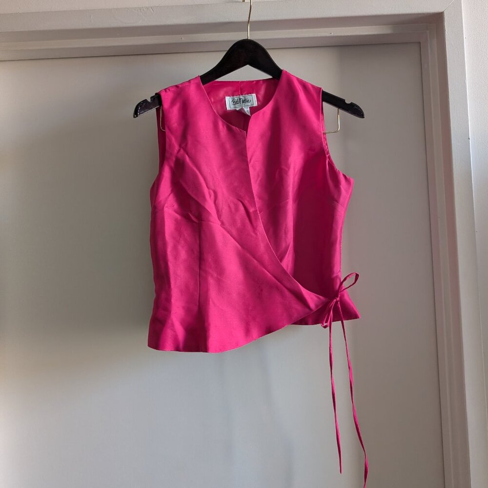 100% Silk Bob Mackie Hot Pink Wrap Top